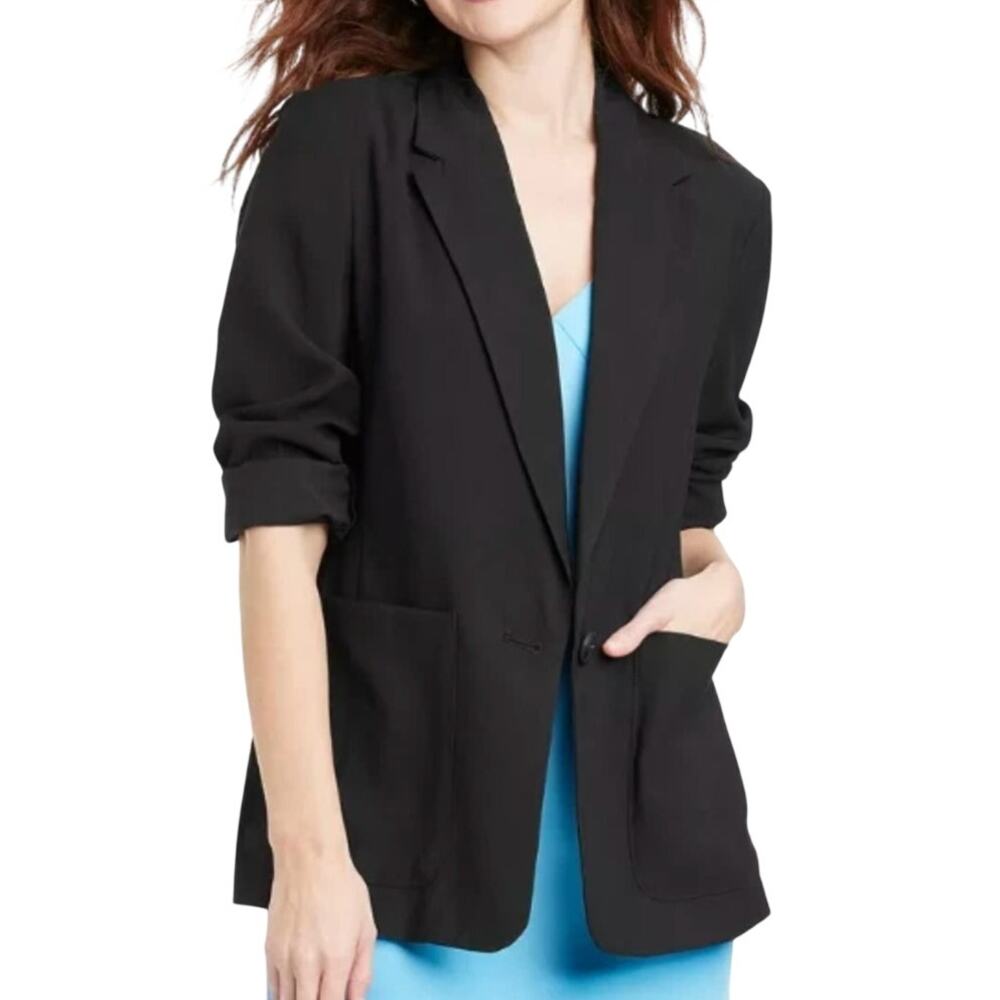 A New Day Classic Single-Button rayon Black Blazer size M office suit workwear